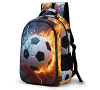 WECECE Kids Water Fire Football School Backpack Age 8-14 Girls School Backpack Boys Soccer Bookbag, Stylish Durable for Primary Years and Outdoor Travel and Spring Trip