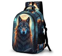 WECECE Kids Wolf Back pack for Boys Girls Age 9-15 Full-Moon Wolves Rucksack 11.6 Inch Laptop School Bag for Secondary Years and Travel Hiking and Day Trips