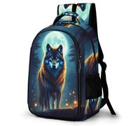 WECECE Kids Wolf Moon Back pack Ages 8-12 and 14 Year Olds Boys Daypack Girls Moon Wolves Back pack for School Years 5-9, Stylish and Durable for Spring Trip and Autumn Outing