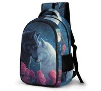 WECECE Kids Wolf Print Back pack for Boys Girls Age 9-15, Refrigerator Door Couples Wolves Rucksack, 11.6 Inch Laptop School Bag for Secondary Years and Travel Hiking and Day Trips