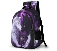 WECECE Kids Wolf Rucksack Age 10-16 Boys Daypack Girls Animal Wolves Back pack with Refrigerator Door for Primary School Lightweight and Durable for Daily Use Travel and Hiking