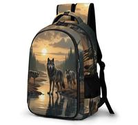 WECECE Kids Wolf School Backpack, Student Boogbag, Lightweight Durable Animal Wolves Rucksack for Boys Girls Teenagers, Daypack for Travel, Days Out, Laptops
