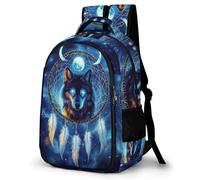 WECECE Kids Wolves Daypack Age 9-15 Boys 13.3 Inch Laptop Backpack Girls Wolf Dreamcatcher Daypack for Primary Years, Trendy Durable for School Travel and Outdoor