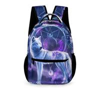 WECECE Kids Wolves Design Daypack 6-12 Years for Boys Animal Wolf School Backpack for Girls Years 4-6 Lightweight Printed Backpack Books Bottle Umbrella School Trips Travel