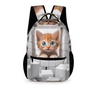 WECECE Kitten 3D Print Book Bag Kids and Teens Age 13 Older Kids Cat Design School Bag Year 8 Students Stylish Backpack Daypack 43x32x15cm for Day Trips Travel Books Notebooks