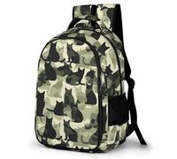 WECECE Kitten Camo Bookbag Kids Ages 10-14 Animal Cat Design Rucksack Students Year 4-6 Fashion Backpack Daypack for Teens 11.6 Inch Laptop Backpack Back to School Gift