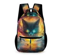 WECECE Kitten Design Rucksack Children for Boys Girls 6-12 Years Animal Cat Print Bookbag Years 3-5 Durable School Bag Front Pocket Side Pockets School Trips Travel