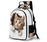 WECECE Kitten Design School Backpack Girls Ages 10-14 Animal Cat Print Daypack Boys Primary to Secondary Modern Bookbag for Teens 11.6 Inch Laptop Backpack Birthday Gift