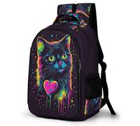 WECECE Kitten Heart Print Backpack Girls Junior School Animal Cat Motif Bookbag Teens 12-16 Year Olds Durable Daypack Students 13.3 Inch Laptop Rucksack Back to School Gift