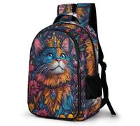 WECECE Kitten Motif School Bag Children 12 Year Olds Animal Cat Pattern School Backpack Teens Year 3 Fashion Backpack Book Bag for Teens 13.3 Inch Laptop Rucksack Hiking