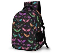 WECECE Large 16.5 Inch Bat Pattern Rucksack for Boys Girls 10-16 Years Kids Colourful Bat School Bag, Fashion School Bag Rucksack for Year 5-9 Daily Use Travel and Hiking