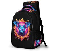 WECECE Large 16.5 Inch Bat Pattern Rucksack for Boys Girls Age 7-11 and 13 Year Olds Kids Gothic Theme Back pack, Stylish Durable School Bag for Year 5-9 Outdoor Travel and Hiking
