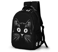 WECECE Large 16.5 Inch Black Cat Kitten Rucksack for Boys Girls Ages 7-12, Kids Cat Design School Backpack, Lightweight Stylish Rucksack for Year 3-6 Travel Hiking and Day Trips