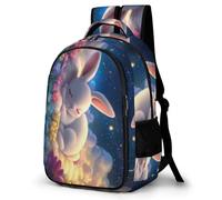WECECE Large 16.5 Inch Bunny Design Rucksack for Boys Girls Age 7-11 and 13 Year Olds, Kids Cute Rabbit Back pack, Stylish Durable School Bag for Year 5-9 Outdoor Travel and Hiking