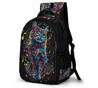 WECECE Large 16.5 Inch Cat Design Rucksack for Boys Girls Age 8-14, Kids Animal Kitten Print Back pack, Fashion School Bag Bookbag for Secondary Years School Trips and Outdoor
