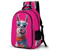 WECECE Large 16.5 Inch Cool Alpaca Rucksack for Boys Girls Age 9-15, Kids Animal Llama Bookbag Refrigerator Door Modern Stylish Rucksack for Primary School Autumn Outing and Travel
