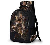 WECECE Large 16.5 Inch Cool Cat Rucksack for Boys Girls Ages 7-12, Kids 3D Printed Kitten School Backpack, Lightweight Stylish Rucksack for Year 3-6 Travel Hiking and Day Trips