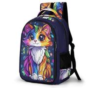 WECECE Large 16.5 Inch Cute Cat Rucksack for Boys Girls Age 9-15 Kids Kitten Bookbag, Modern Stylish Rucksack for Primary School Autumn Outing and Travel