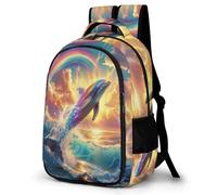 WECECE Large 16.5 Inch Dolphin Ocean Rucksack for Boys Girls Ages 7-12, Kids Sea Creature School Backpack, Lightweight Stylish Rucksack for Year 3-6 Travel Hiking and Day Trips