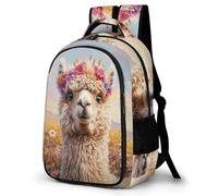 WECECE Large 16.5 Inch Funny Llama Print Rucksack for Boys Girls Age 7-11 Kids Animal Alpaca Daypack, Stylish and Durable Rucksack for Primary to Secondary Outdoor Travel and Spring Trip