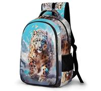 WECECE Large 16.5 Inch Leopard Design Rucksack for Boys Girls Age 8-14, Kids Animal Cheetah Back pack, Fashion School Bag Bookbag for Secondary Years School Trips and Outdoor