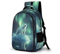 WECECE Large 16.5 Inch Polar Bear Aurora Motif Rucksack for Boys Girls Age 8-14, Kids Animal Back pack, Fashion School Bag Bookbag for Secondary Years School Trips and Outdoor