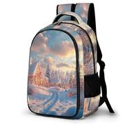WECECE Large 16.5 Inch Snow Scene Rucksack for Boys Girls Age 8-14, Kids Beautiful Landscape Back pack, Fashion School Bag Bookbag for Secondary Years School Trips and Outdoor