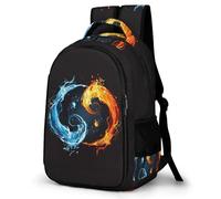 WECECE Large 16.5 Inch Tai Chi Theme Rucksack for Boys Girls Age 8-14, Kids Water Fire Motif Back pack, Fashion School Bag Bookbag for Secondary Years School Trips and Outdoor
