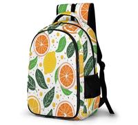 WECECE Lemon Pattern Rucksack Children Primary to Secondary Fruit Motif Backpack Teens Age 11 Fashion School Bag School Bag Students 11.6 Inch Laptop Backpack Daily Use