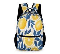 WECECE Lemon Pattern School Backpack Students for Boys 8-12 Years Fruit Theme Daypack for Girls Year 5 Primary Kids Durable Bookbag Daily Items Bottle Back to School Gift
