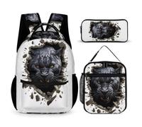 WECECE Leopard Backpack with Lunch Box Pencil Case for Children Age 10, Cheetah Animal Book Pack 3 Piece Set Year 7 for Girls Daily Study Classroom Lessons and Travel Activities