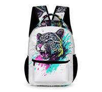 WECECE Leopard Design Bookbag for Boys and Girls Age 6 Cheetah Animal Daypack Year 3 Primary Kids with Front Pocket Rucksack Books Water Bottle Spring Outing Travel
