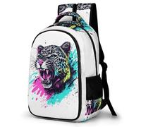 WECECE Leopard Design Rucksack Kids Year 8 Cheetah Animal School Backpack Girls 8-12 Year Olds Fashion School Bag Daypack Students 15.6 Inch Laptop Backpack Autumn Trip