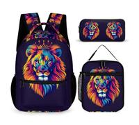 WECECE Lion Book Pack 3 Piece Set for Students Age 8, Lions Animal King Book Pack School Supplies Bundle Year 4-6 for Primary Students School Journeys Learning Sessions and Holiday Travel