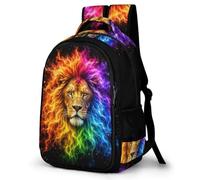 WECECE Lion Colourful School Backpack Students Age 7-13 Lion Book Bag Boys Year 5-7 Fashion Backpack Rucksack for Teens 16.5 Inch Laptop School Bag Day Trips