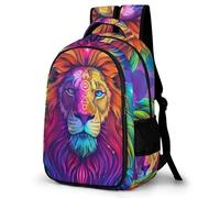 WECECE Lion Design Daypack Girls Age 10 Animal Print School Backpack Teens School Years 5-9 Trendy Backpack for Kids and Teens Hiking Spring Outing Autumn Trip Daily Use