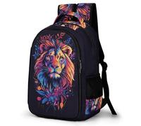 WECECE Lion Illustration Rucksack Kids Year 7 Animal Design Backpack Girls 15 Year Olds Fashion School Bag Daypack Students 13.3 Inch Laptop Rucksack Back to School Gift