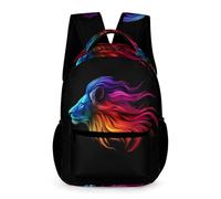 WECECE Lion Motif Backpack Kids for Boys 9-13 Years Animal Illustration Daypack for Girls Year 2 Primary Kids Durable Rucksack Daily Items Bottle Outdoor Day Trips