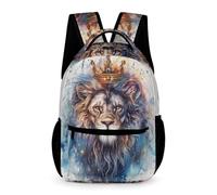 WECECE Lion Motif Rucksack Young Students Ages 7-10 Years Primary Kids Animal Lion School Backpack Year 2-5 Boys Girls Fashion Bookbag 43x32x15cm for Study Travel Books Notebooks