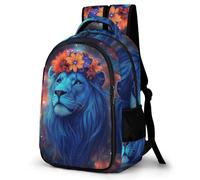 WECECE Lion Motif School Backpack for Boys Ages 8-12 Stylish Animal Design Bookbag Girls Secondary School Backpack Kids and Teens 13.3 Inch Laptop Rucksack Spring Outing