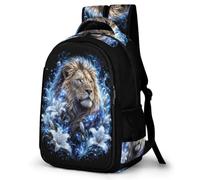WECECE Lion Motif School Bag Students Primary to Secondary Lion Animal Backpack Boys Age 8-14 Fashion Daypack Bookbag Students 16.5 Inch Laptop Rucksack Travel