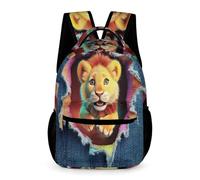 WECECE Lion Pattern Backpack Girls Age 13 Older Kids Animal Motif Daypack Year 8 Boys Lightweight Durable School Bag Rucksack 43x32x15cm for Autumn Trip Outdoor Books Notebooks