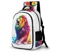 WECECE Lion Pattern Book Bag Fashion Backpack Boys 12-16 Year Olds Animal Motif Book Bag Kids Year 7 Rucksack for Students 15.6 Inch Laptop Backpack Back to School Gift
