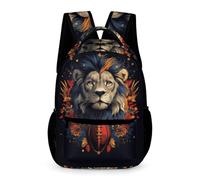 WECECE Lion Pattern School Bag Children for Boys and Girls Age 13 Animal Motif School Backpack Years 1-3 Lightweight with Side Pockets Bookbag Daily Items Class Daily Use