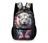 WECECE Lion Print Bookbag Kindergarten Primary Kids Students for Boys Girls Age 8 Animal School Backpack Years 1-2 Lightweight Printed Daypack Books Water Bottle School Trips Travel