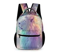 WECECE Lion Print Rucksack School Kids Ages 6-10 Years Primary Kids Animal Pattern School Backpack Year 1-5 Students Trendy Bookbag 43x32x15cm for Birthday Gift Books Notebooks