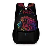 WECECE Lion Print School Backpack Kids for Boys and Girls Age 10 Lion Animal Rucksack Year 6 Primary Kids Lightweight Durable Daypack Books Bottle Umbrella Outdoor Day Trips