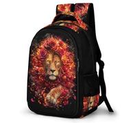 WECECE Lion Rucksack Students Secondary School Lion Animal King Backpack Boys Ages 8-12 Fashion Backpack Bookbag Students 16.5 Inch Laptop Rucksack Autumn Trip