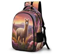 WECECE Llama Casual Daypack for Girls,Teens Elementary Animal Alpaca School Backpack,Primary Book Bags for Teens