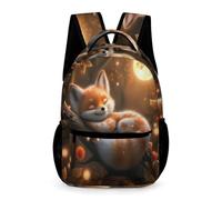 WECECE Moon Fox Printed Book Bag Children Ages 6-9 Years Primary Kids Animal School Bag Year 1-4 Students Large Backpack Daypack 43x32x15cm for Back to School Gift Books Notebooks